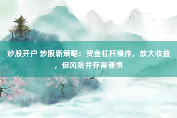 炒股开户 炒股新策略：资金杠杆操作，放大收益，但风险并存需谨慎