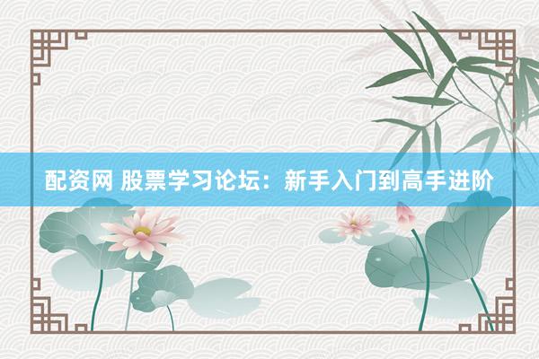 配资网 股票学习论坛：新手入门到高手进阶