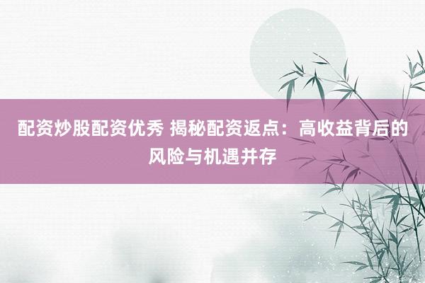 配资炒股配资优秀 揭秘配资返点：高收益背后的风险与机遇并存