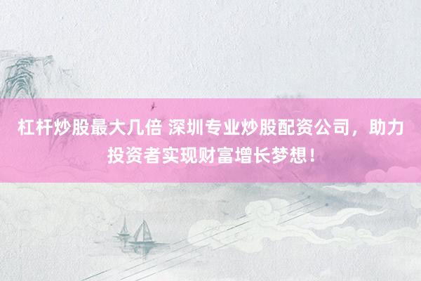 杠杆炒股最大几倍 深圳专业炒股配资公司，助力投资者实现财富增长梦想！