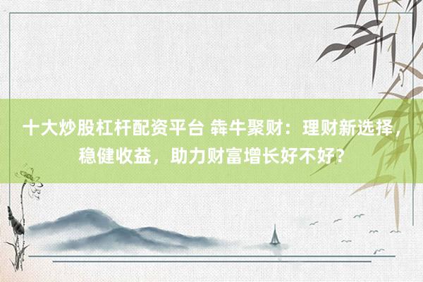 十大炒股杠杆配资平台 犇牛聚财：理财新选择，稳健收益，助力财富增长好不好？