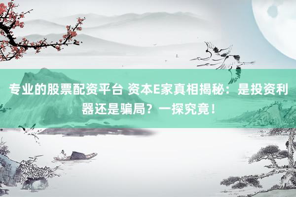 专业的股票配资平台 资本E家真相揭秘：是投资利器还是骗局？一探究竟！