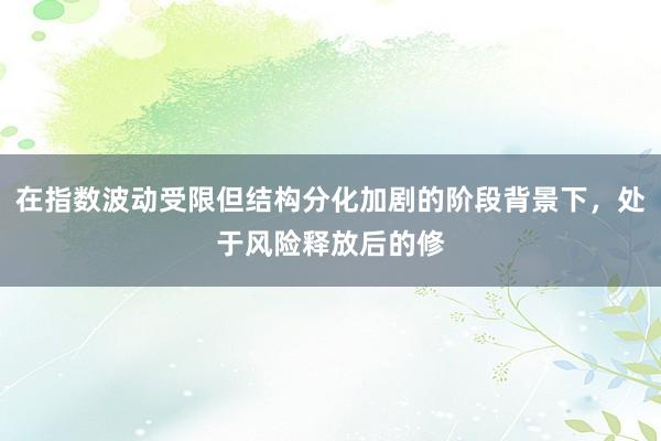 在指数波动受限但结构分化加剧的阶段背景下，处于风险释放后的修