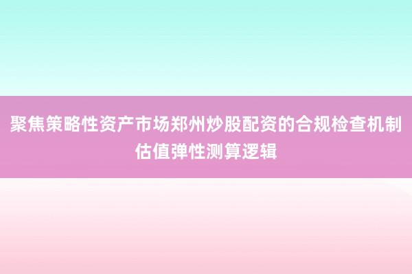 聚焦策略性资产市场郑州炒股配资的合规检查机制估值弹性测算逻辑