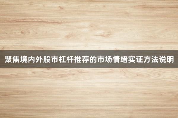 聚焦境内外股市杠杆推荐的市场情绪实证方法说明